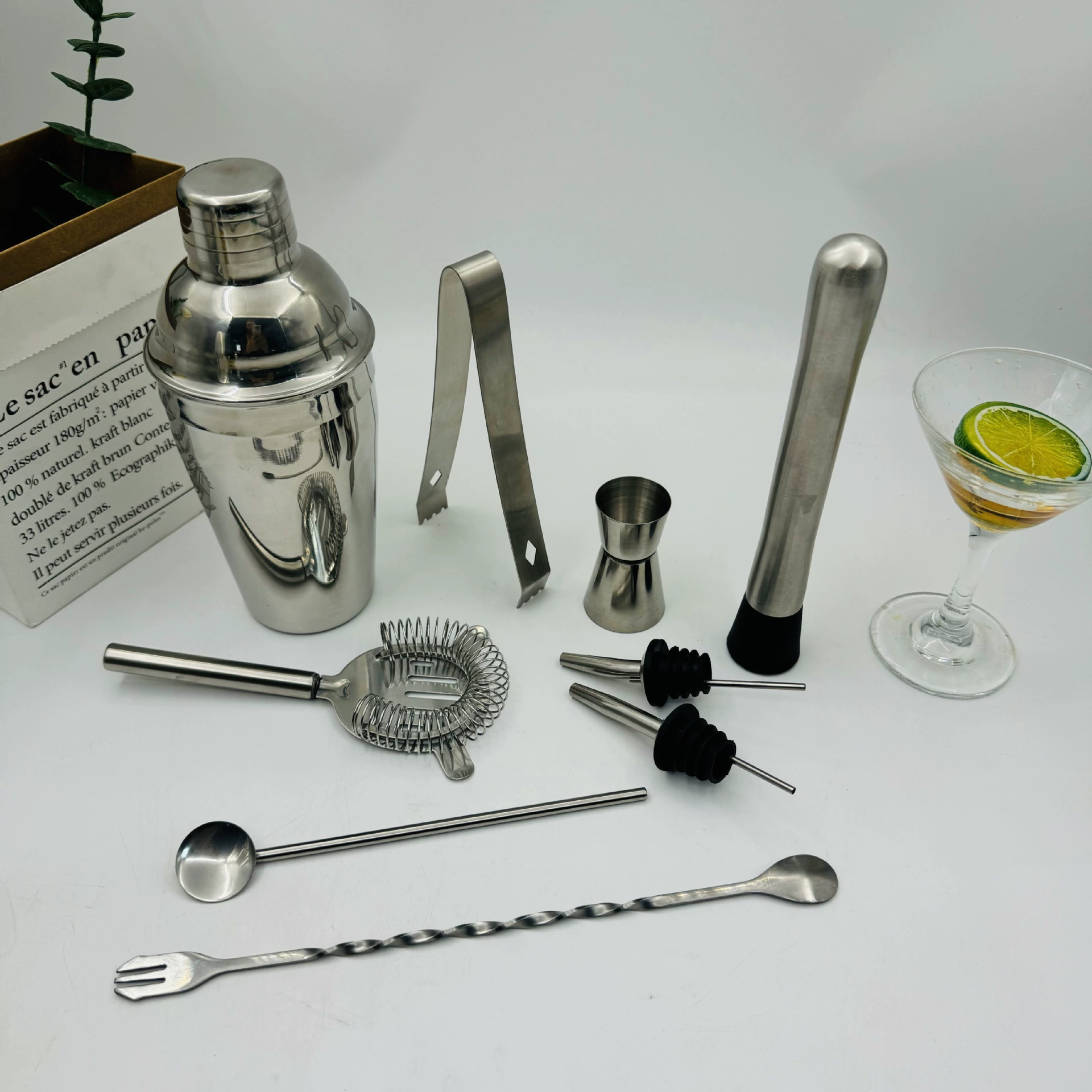 Shaker stainless steel, set, cocktail wineglass, full set, wholesale