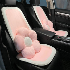 Car seat cushion winter long plush warm heating single car seat cover universal three-piece set cushion pink