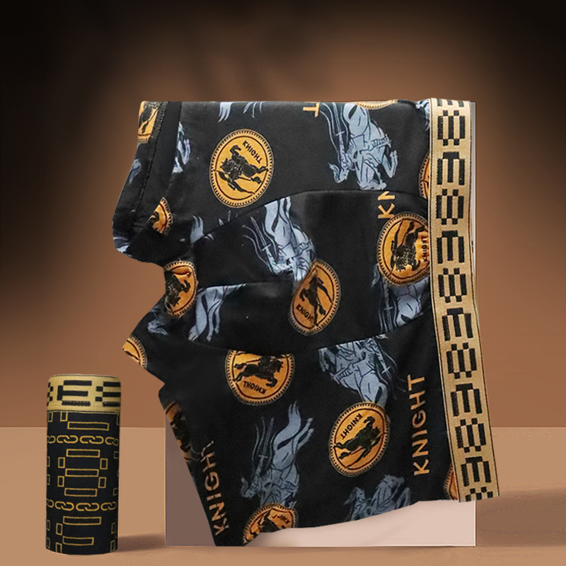 Wholesale black gold printed underwear antibacterial boxer shorts summer thin boys fashion brand comfortable breathable boxer shorts Wholesale black gold printed underwear antibacterial boxer shorts summer thin boys fashion brand comfortable breathable boxer shorts