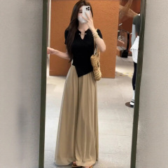 胖200斤大码女装夏新中式国风上衣阔腿裤两件套气质女神范套装女
