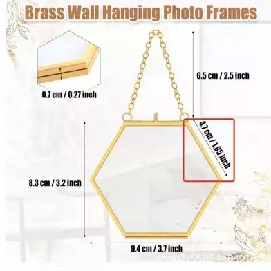 Metal Photo Frame Glass Frame DIY Pressed Flower Art Brass Hanging Photo Frame Transparent Mini Photo Frame Custom