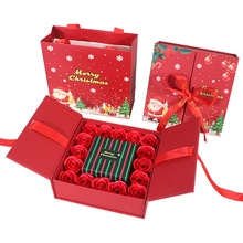 现货圣诞礼盒 红色16朵玫瑰花双开盒 圣诞惊喜礼盒 蝴蝶结礼盒