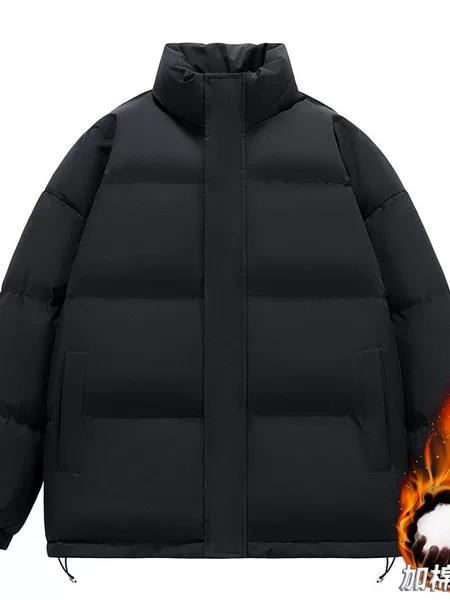 Winter thickened cotton coat, Korean style, fleece-lined, Hong Kong style, loose and casual outerwear, unisex