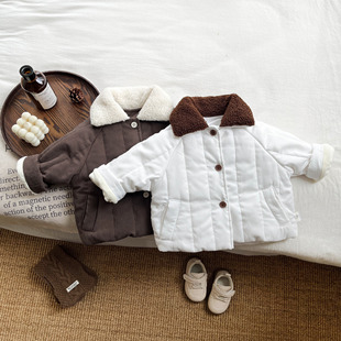 Baby's Winter Cotton Jacket Western Style Boys and Girls fleece-lined Thickened Cardigan Cotton-padded Coat Winter Baby's Warm Top Trendy