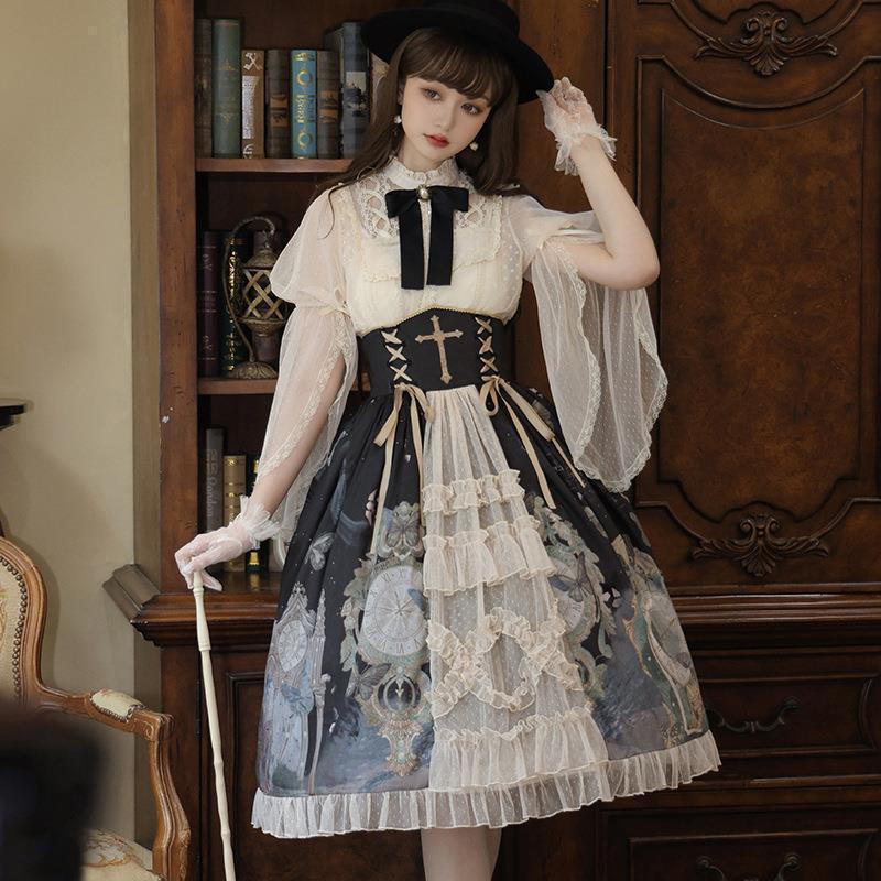 オリジナルデザイン蝶时计opロリータサスペンダードレス日常可爱いlolita甘いドレス6616|undefined