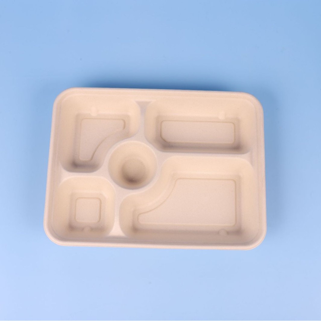 Fiambrera de pulpa degradable desechable