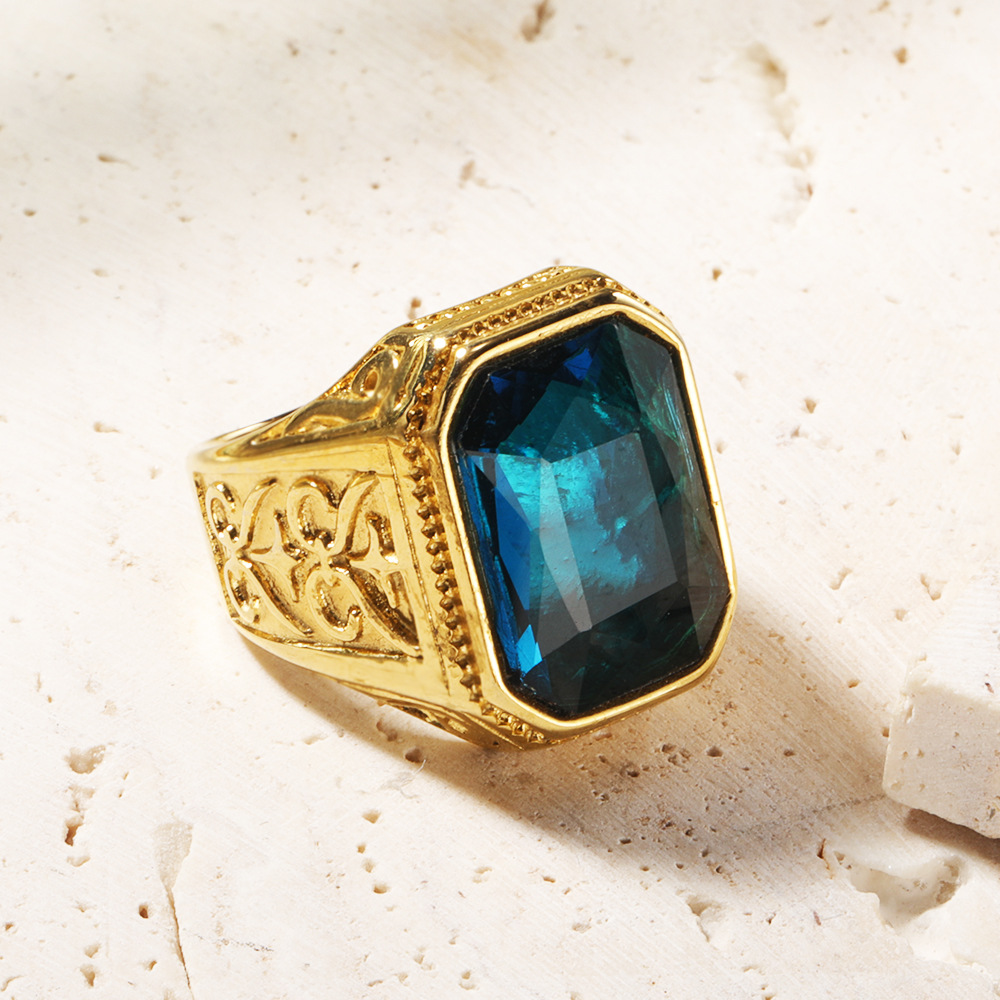 Fashion Geometric Titanium Steel Diamond Rings 1 Piece