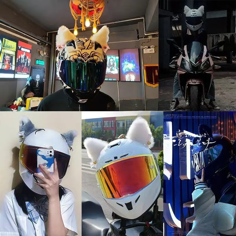 Ski Helmet Decoration Cartoon Plush Rabbit Ear Stickers Motorcycle Helmet Accessories