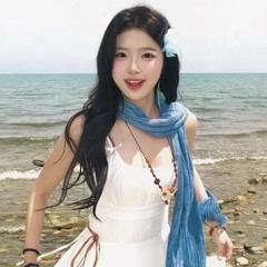 蓝色川西旅游棉麻围巾女薄款大西北丝巾系脖氛围感文艺民族风披肩