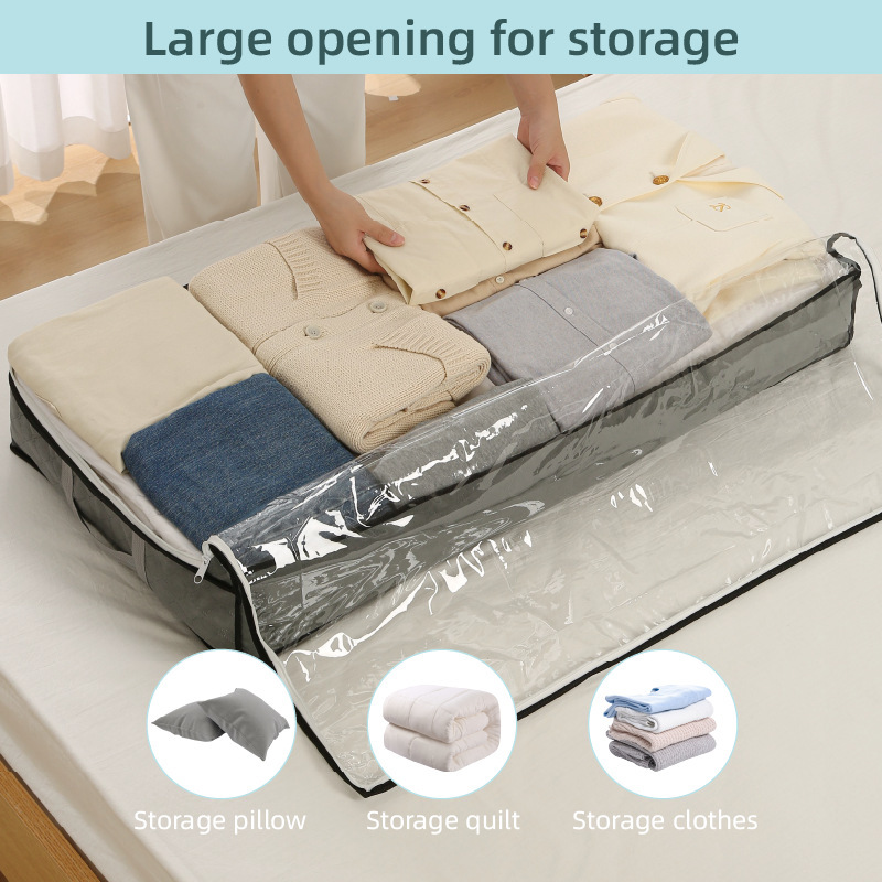 New Under-Bed Storage Bag for Home Use, Suitable for Organizing and Packing Quilts and Clothing, Foldable, Dustproof, Moisture-Proof, and Visually Accessible Storage Solution