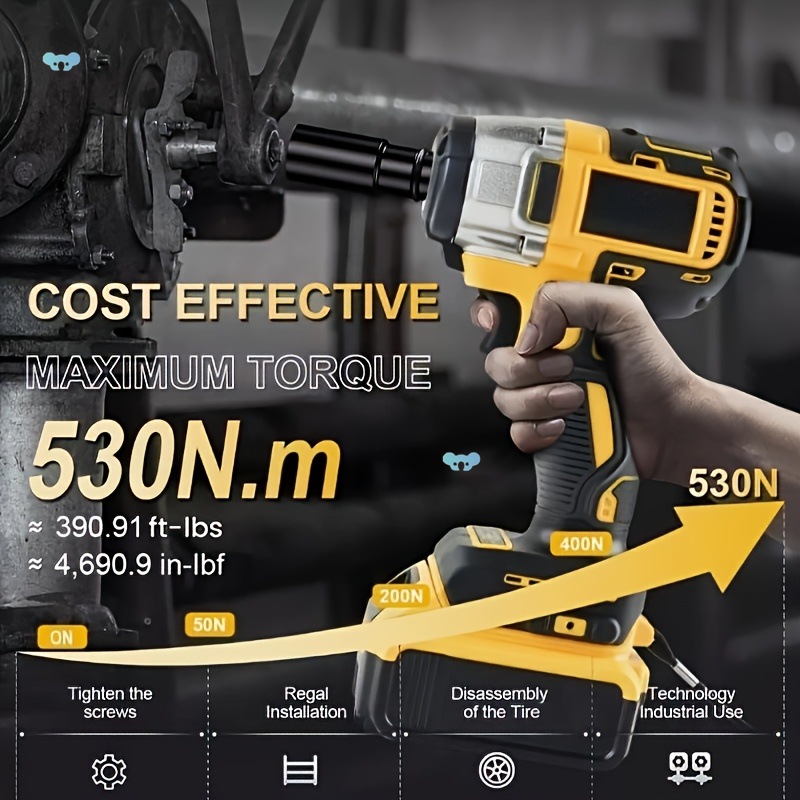High Torque Lithium Ion Electric Impact Wrench 530N.m Power