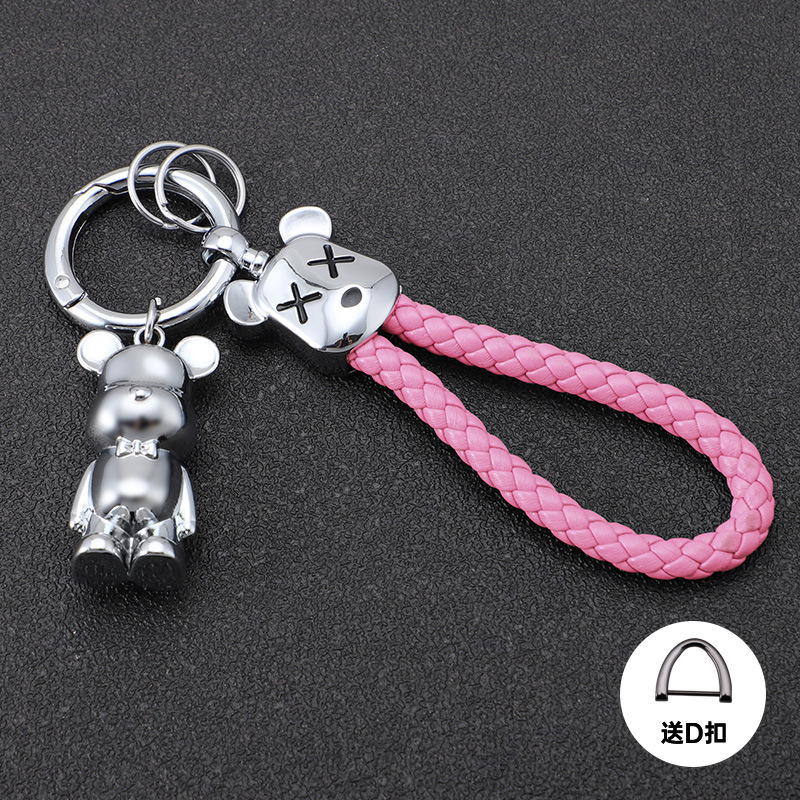 Oso violento transfronterizo llavero de coche oso de metal muñeca de alta gama llavero cuerda anti-pérdida, duradero, resistente a los arañazos