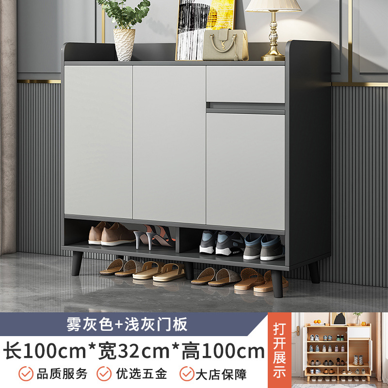 廊下の下駄箱の家庭用入り口の廊下の室内は戸口の外の玄関の戸棚の新型の2024木の色の靴の棚に入ります。