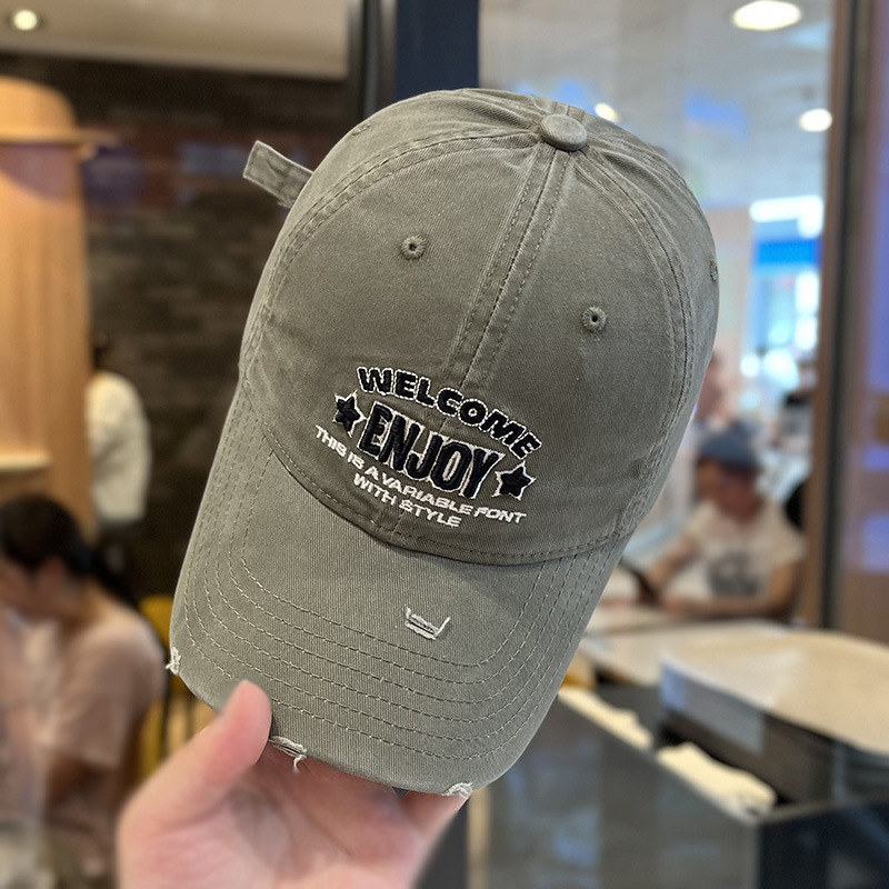 Sombreros de béisbol bordados de letras retro estadounidenses mujeres primavera y otoño calles versátiles muestran cara pequeña sombrero de boca de pato de pareja