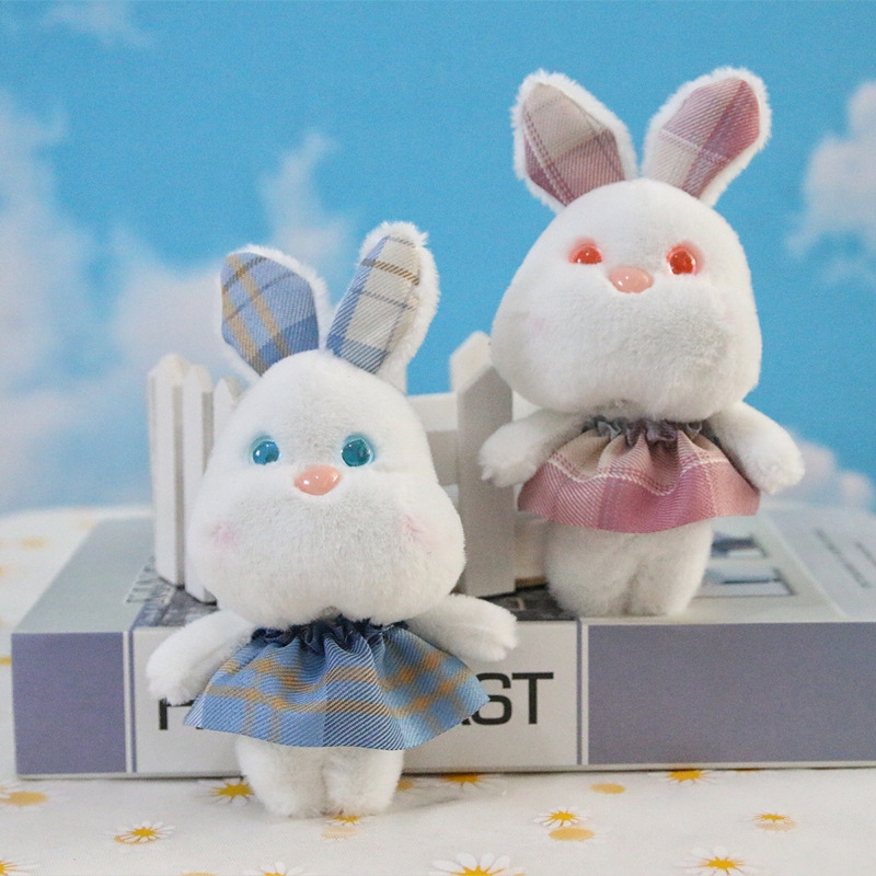 Nuevo mini simulación conejo muñeca de peluche de juguete pequeño conejo blanco muñeca colgante muñeca Lindo bolso llavero
