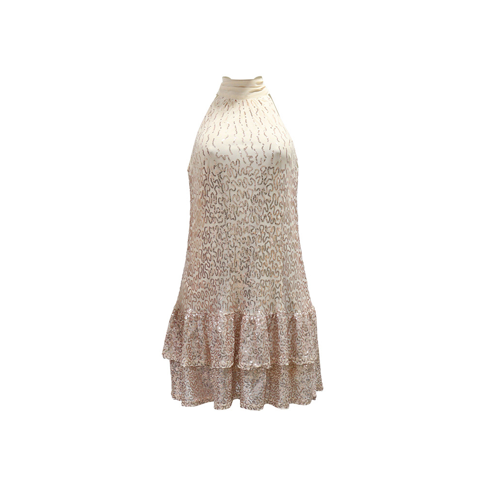 Sparkle & Shine: Women's Sleeveless Round Neck Sequin Party Dress For Casual Outings And Night Out_ecoleips.com