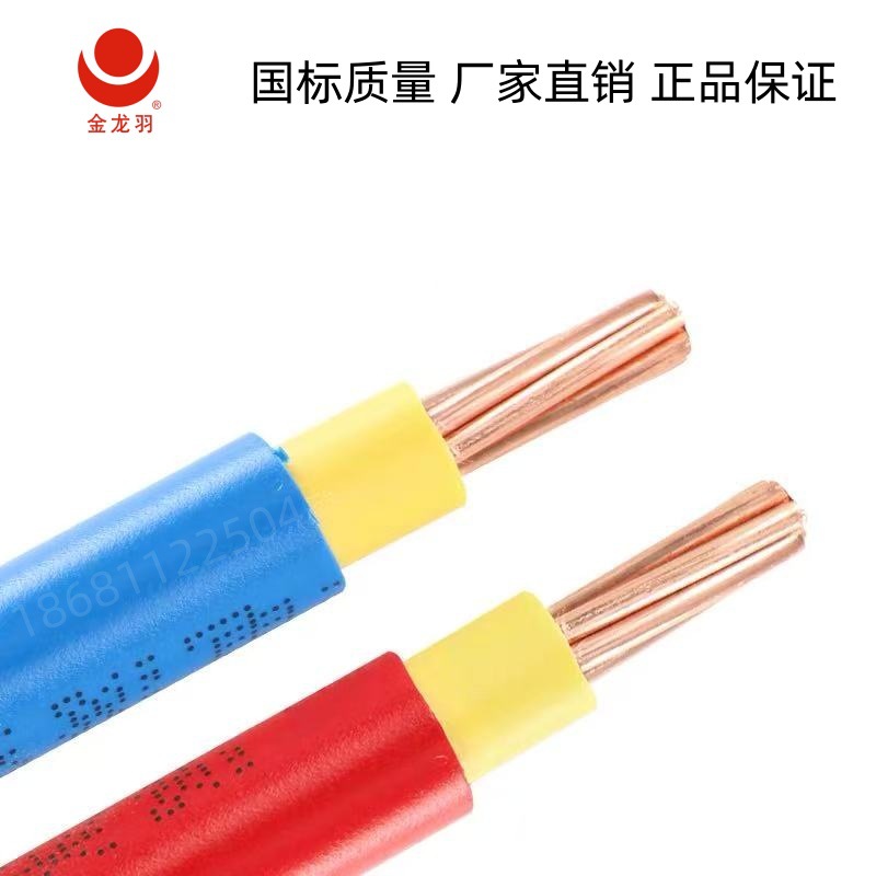 金龙羽电线电缆BV/BVV1*10平方阻燃双塑多股铜芯国标正品100米