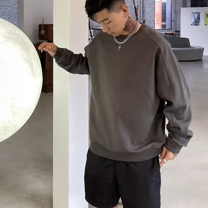 Felpa con stampa di lettere da uomo, casual, ampia, abbinabile, girocollo_voghion.com