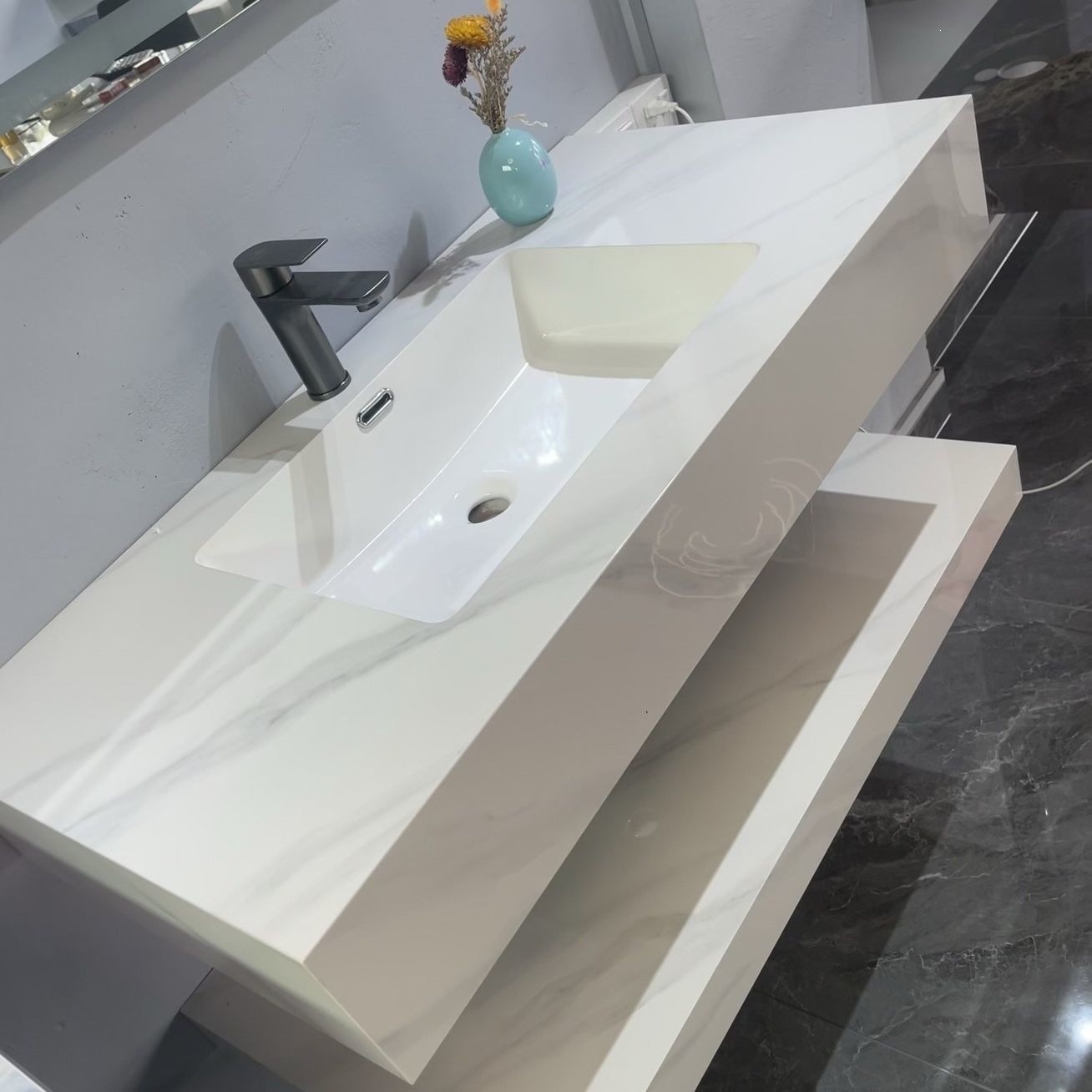 Nuevo hotel de estilo inodoro gabinete de baño doble tabla de roca sin costura integral lavabo moderno simple inodoro