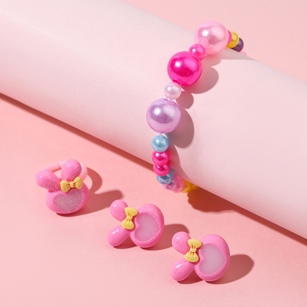 Mignon Lapin Noeud D'arc Arylique Plastique Enfants Unisexe Anneaux Bracelets Des Boucles D'oreilles 1 Jeu display picture 2