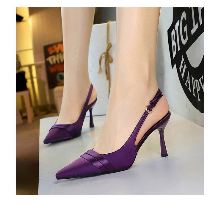 Escarpins élégants à bout pointu en satin avec dos ouvert et bride à la cheville - Escarpins pour femmes pour fêtes et soirées_voghion.com
