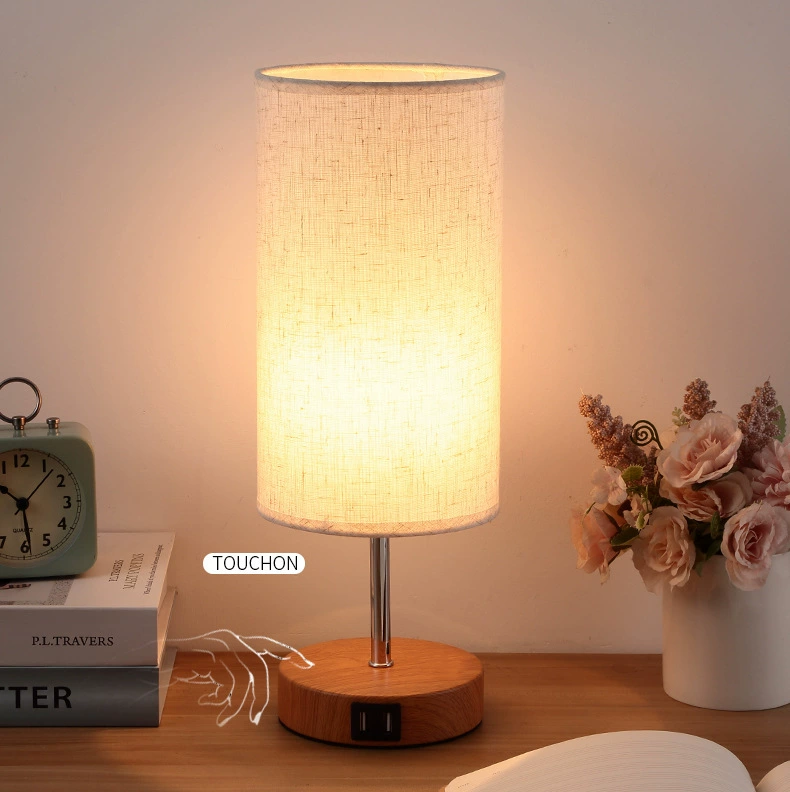 Настольная лампа с LED- подсветкой и USB-зарядкой, тканевая лампа для кровати, декоративное изделие