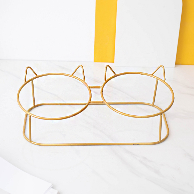 Tazón para gatos tazón de vidrio transparente doble tazón de comida para gatos de gran capacidad tazón de agua antidetonante fácil limpieza saludable oblicua protección del cuello fabricante