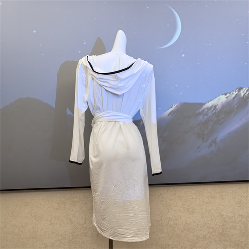 Women's Autumn/Winter Thick Cotton Fleece High-End Sleepwear, Long-Sleeve Hooded Robe Bath Robe with Pure Desire Style