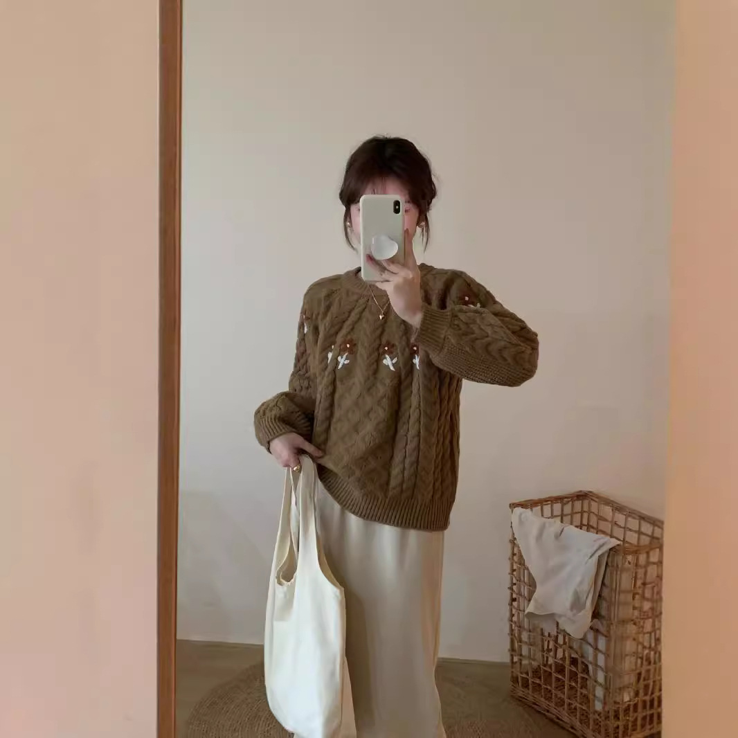 24 invierno Puyuan francés dulce engrosado cálido camisa de punto de torsión chaqueta de mujer otoño invierno nuevo