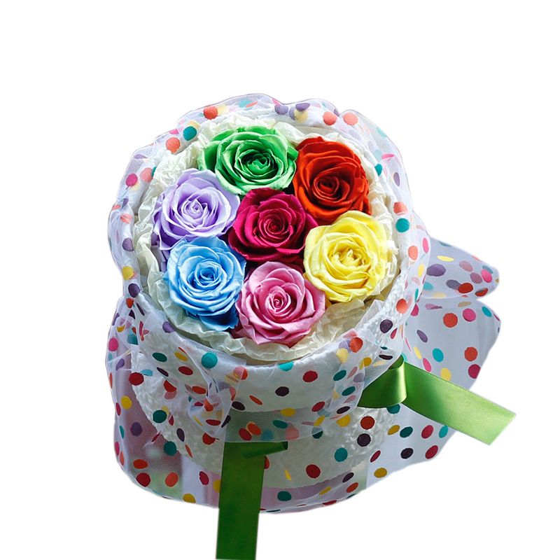 Dopamina Rosa ramo terminado ramo de novia real flor regalo del Día de San Valentín flor seca flor Eterna de Yunnan