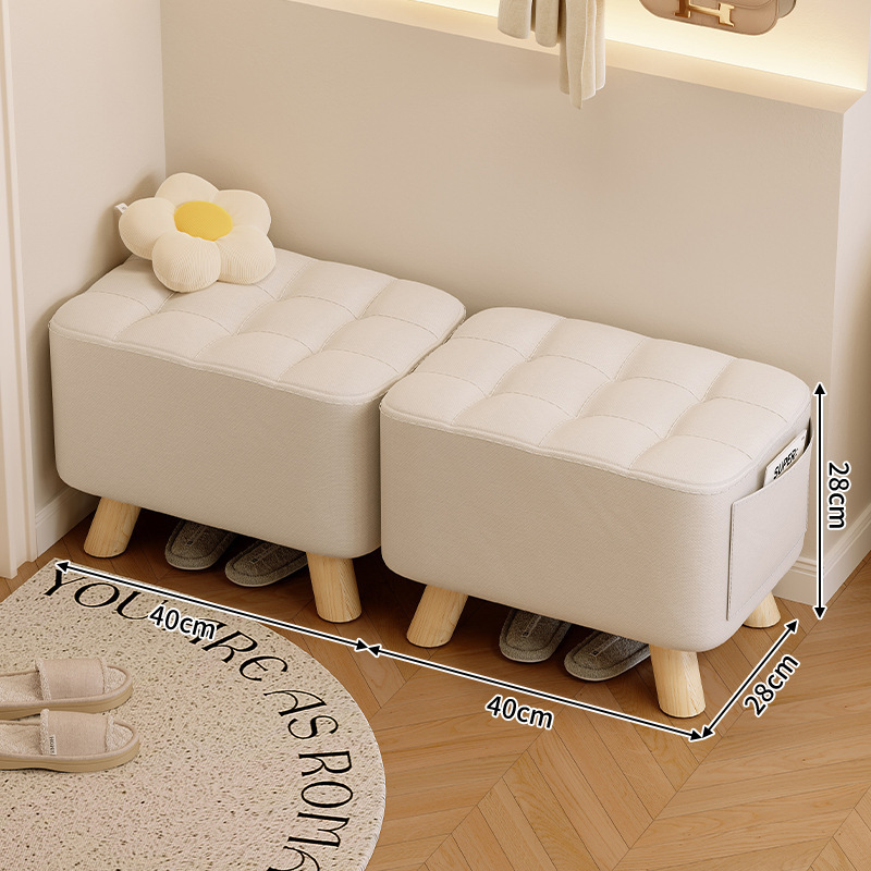 Taburetes de tela, taburetes de sofá de sala de estar, taburetes de cambio de zapatos para el hogar, taburetes bajos, taburetes modernos y simples