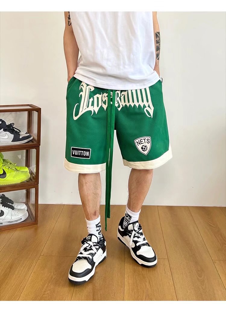 Nuevos pantalones cortos 2024 para hombre, marca de moda, color sólido, contraste simple, pantalones de chándal de cinco puntos rectos sueltos casuales