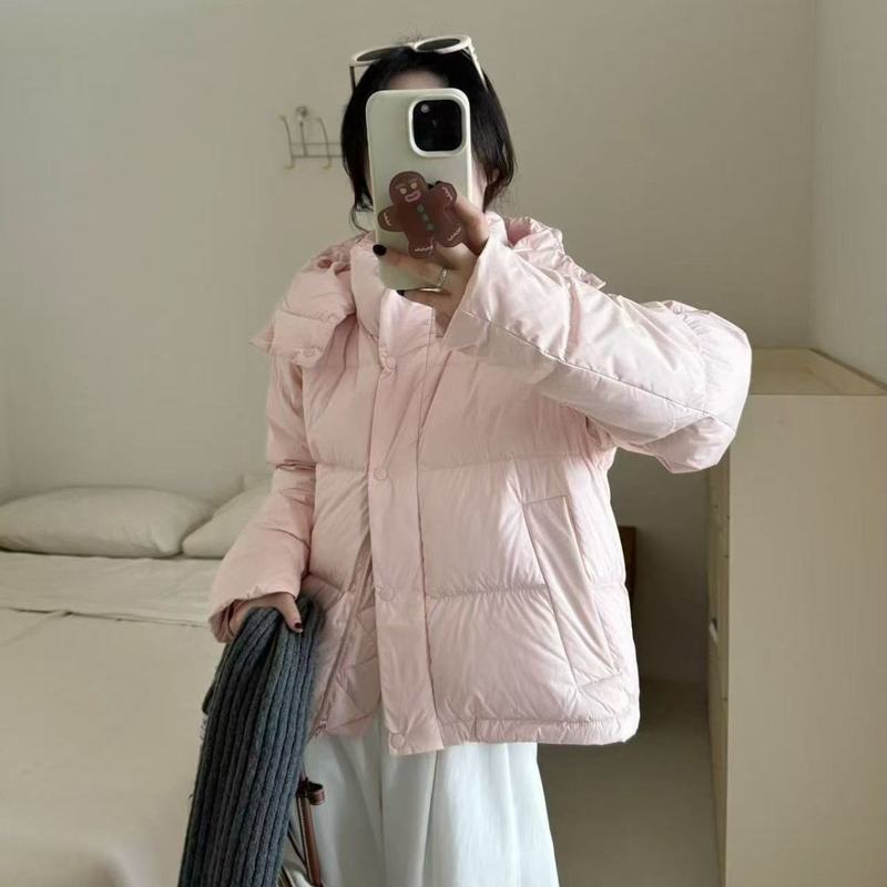 冬季羽绒服女4格新款短款白色泡芙可脱卸帽加厚修身|undefined