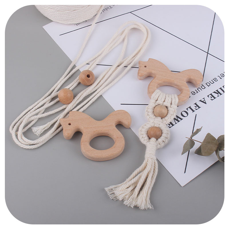 DIY bebé creativo haya animal teether tejida a mano cuerda de algodón juguete bebé teether palo