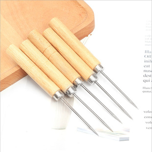 No. 1 awl diy sole leather perforating needle handmade straight small wooden handle one thousand awl