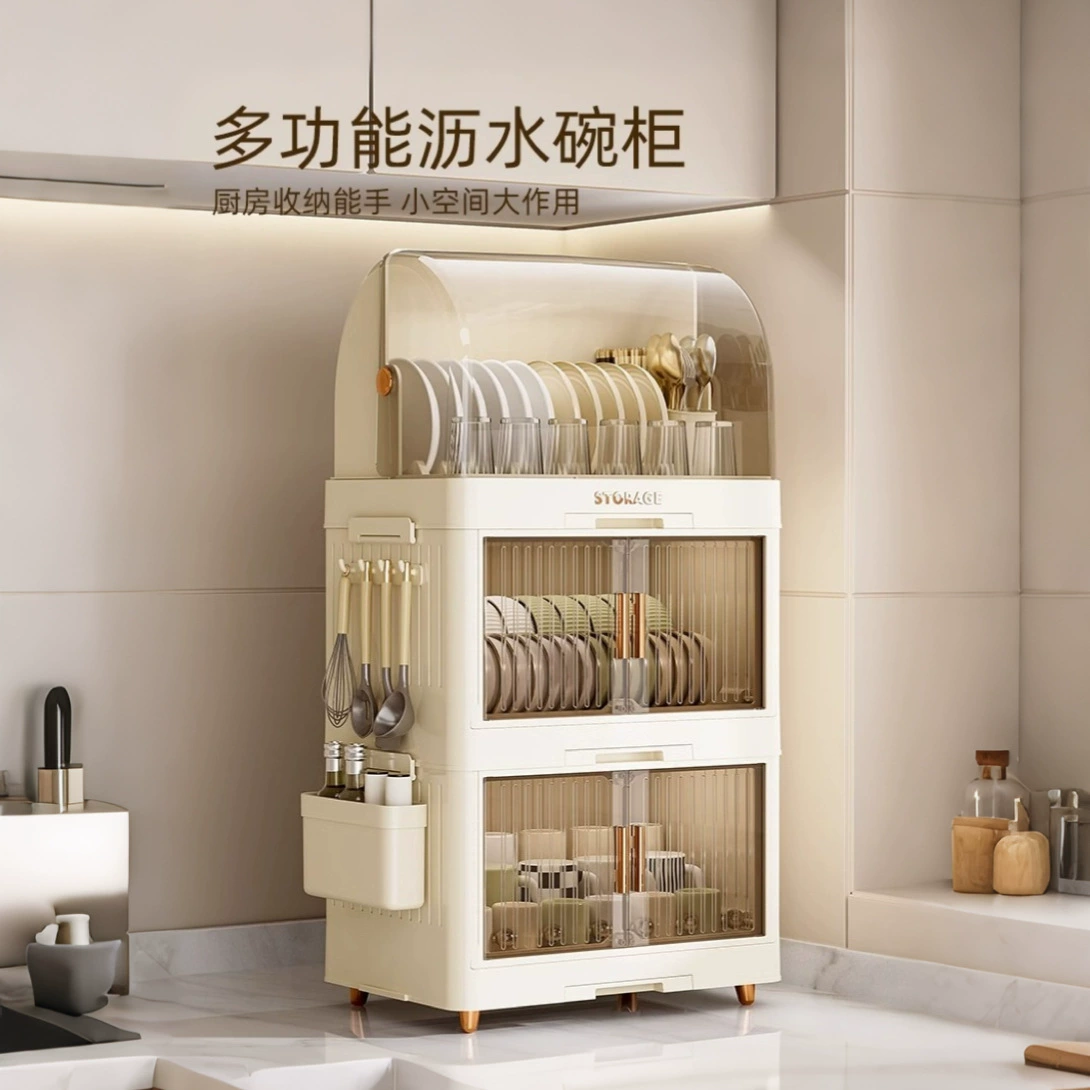 Двухъярусная кухонная сушилка для посуды с крышкой, пыленепроницаемая, большой вместимости, подставка для хранения посуды