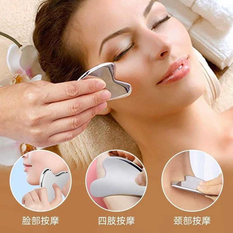 Нержавеющая сталь для выдавливания лица (gua sha), зеркальная полировка, утолщённый, многофункциональный косметический инструмент