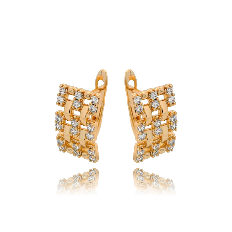Xuping estilo simple geometría cuadrada perilla nicho diseño retro aretes rusos de aleación de cobre orejas para mujeres