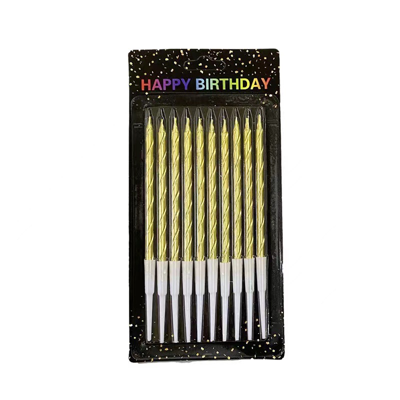 Mayorista pastel vela galvanizado oro plateado metal textura larga lápiz retro fiesta de cumpleaños estilo retro