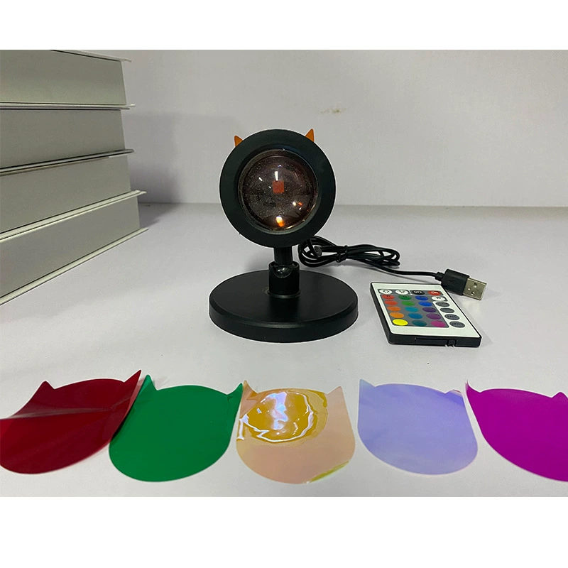 Лампа закатного проектора RGB мини, портативная лампа заката, пульт/16 цветовых режимов, размеры 7.5×7×10 см