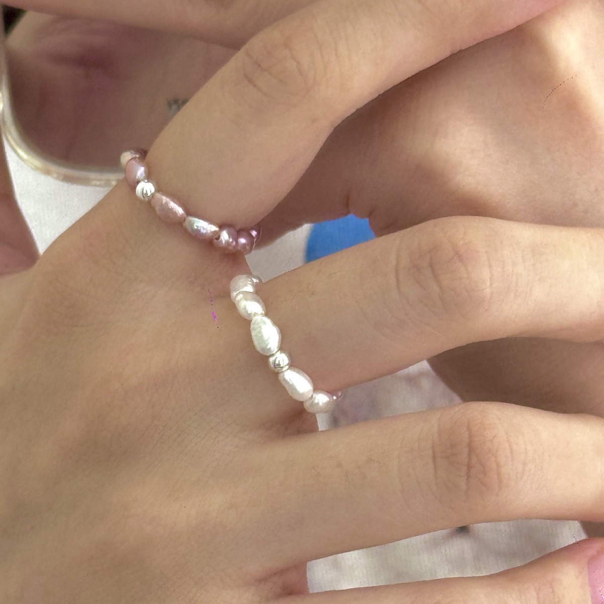 Small design organic retro ring from pearl, simple and elegant design