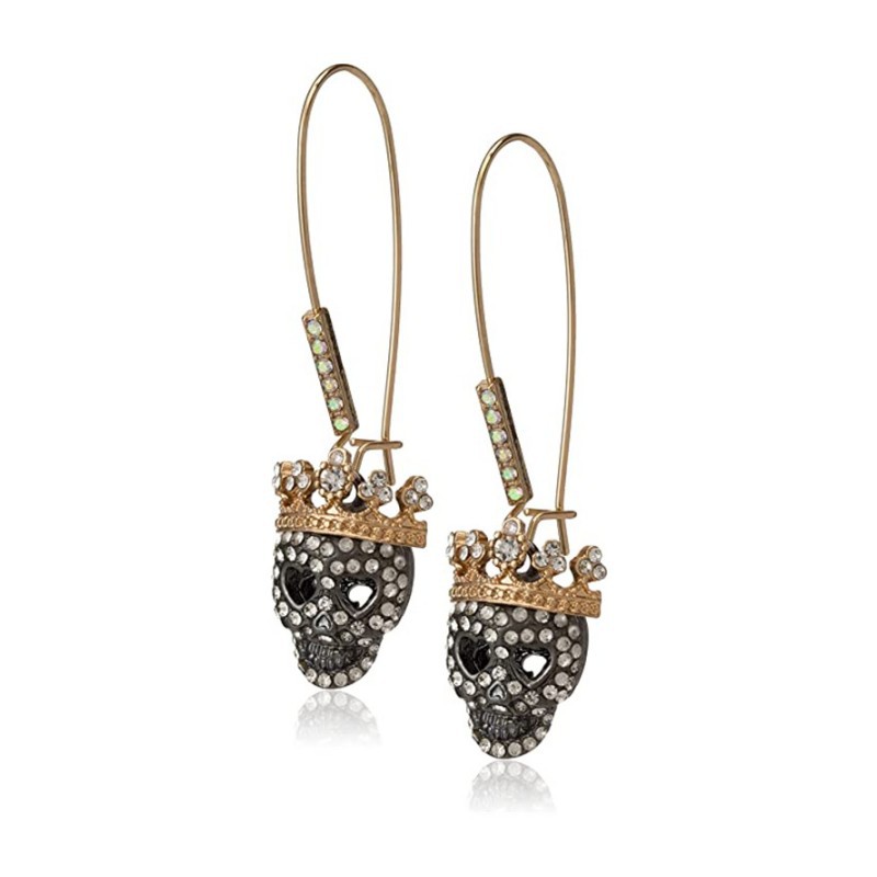 20g Weight Zircon Inlay Material Drop Earrings Classification 1 Pair Quantity Holiday, Daily Occasion 1 Pair Halloween Retro Skull Inlay Alloy Zircon Drop Earrings