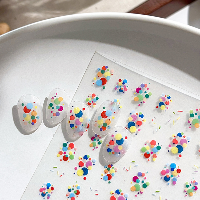 YITU Ant Figure Jelly Cute Cartoon Nail Art Sticker Flat Simple Wind Line Color Ball Decorative Sticker YT4962