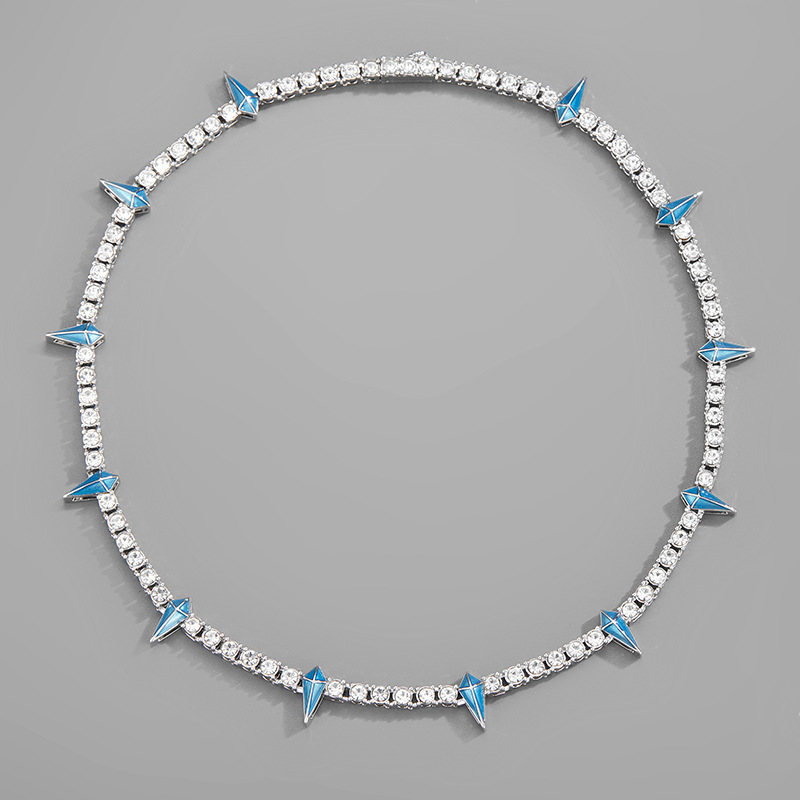 Hip-Hop Solid Color Alloy Enamel Inlay Rhinestones Unisex Necklace 1 Piece