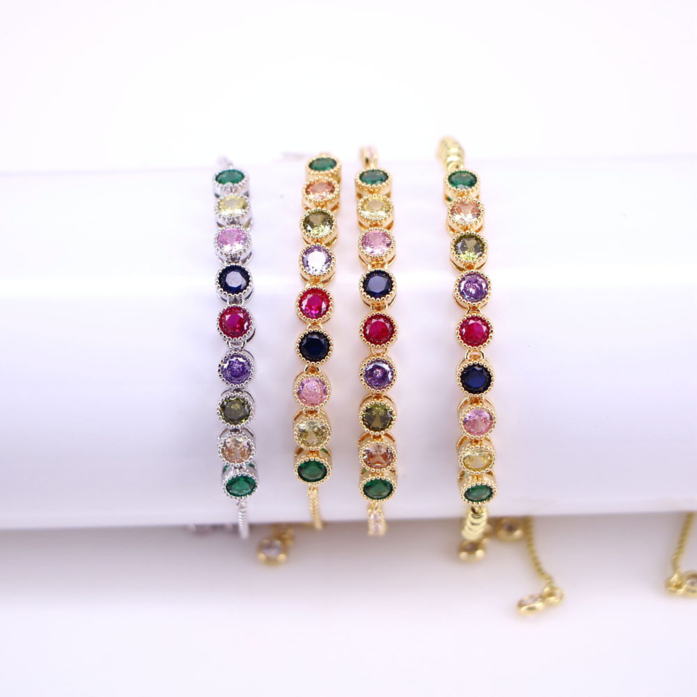 Fashion Colorful Copper Bracelets Gold Plated Zircon Copper Bracelets