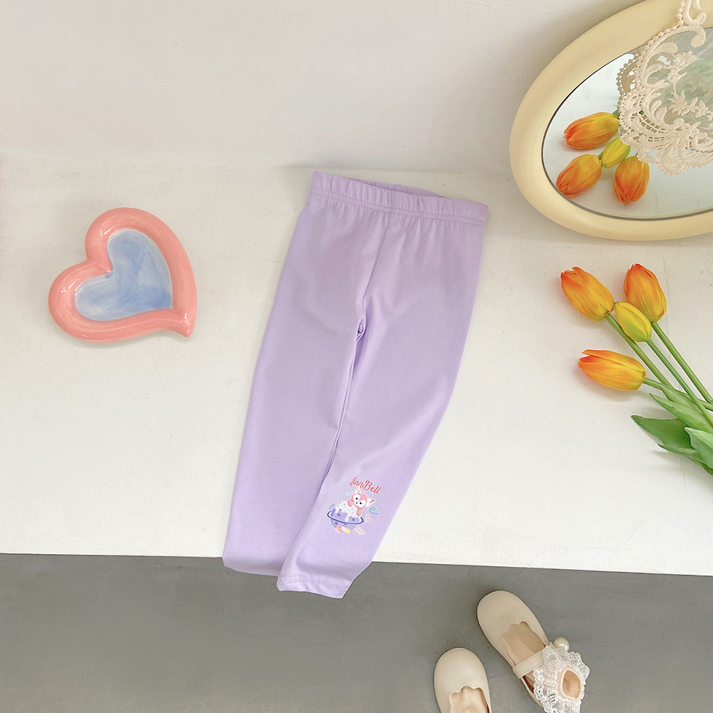 Las niñas impresas polainas ropa exterior delgada 2023 primavera y verano nuevos pantalones cortos de dibujos animados aodale algodón pantalones del todo-fósforo