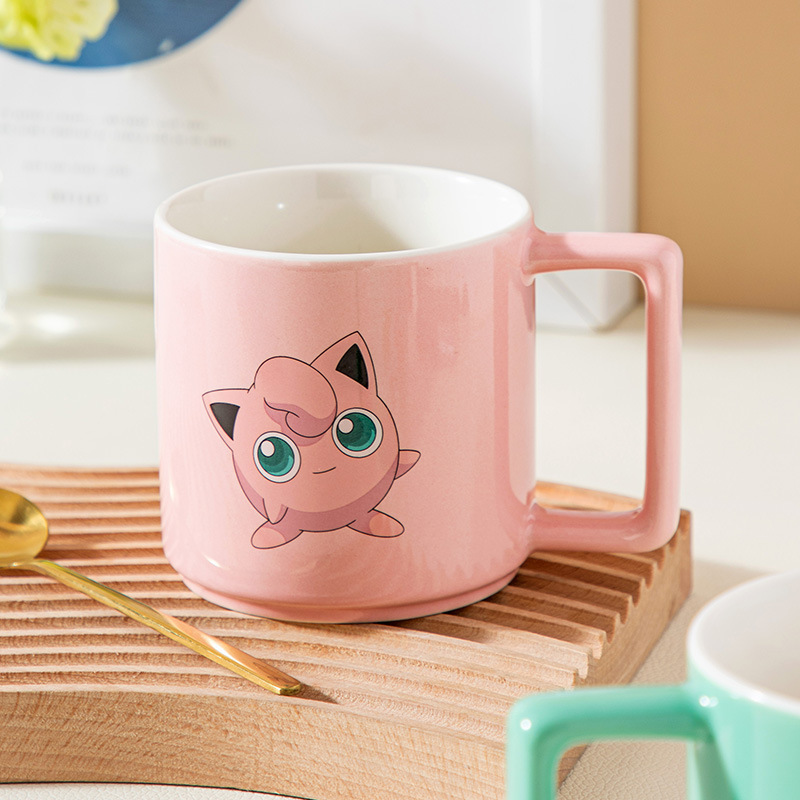 Taza de marca Pokémon, taza de agua creativa de dibujos animados Pikachu, taza de agua creativa de cerámica encantadora para niños