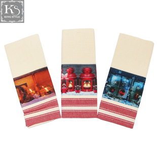 Cross-border wholesale trade for thick absorbent Christmas holiday embroidered cotton tea towel tea cloth wipe cup towel
