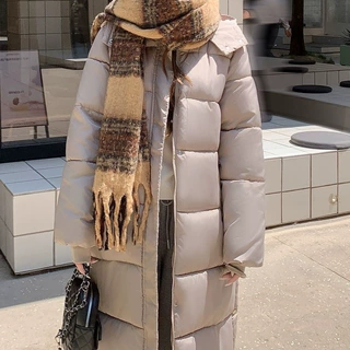 连帽长款棉服2026年秋冬新款女装加厚保暖宽松显瘦外套卡其色黑色