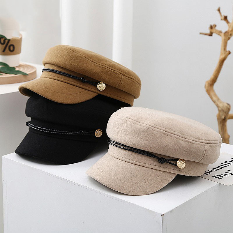 Women's Basic British Style Solid Color Chain Curved Eaves Military Hat display picture 2